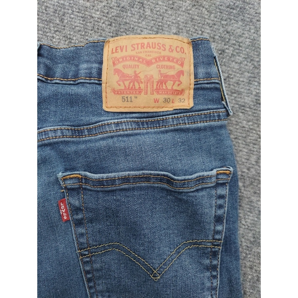 Levis 511 Jeans Mens 30x32 Blue Denim Stretch Slim Straight Leg READ - Picture 12 of 13